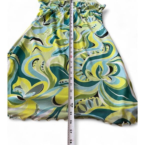 No Commitment Mesh Mini Dress Vintage Inspired Groovy Print Sleeveless Stretch L - Picture 7 of 8